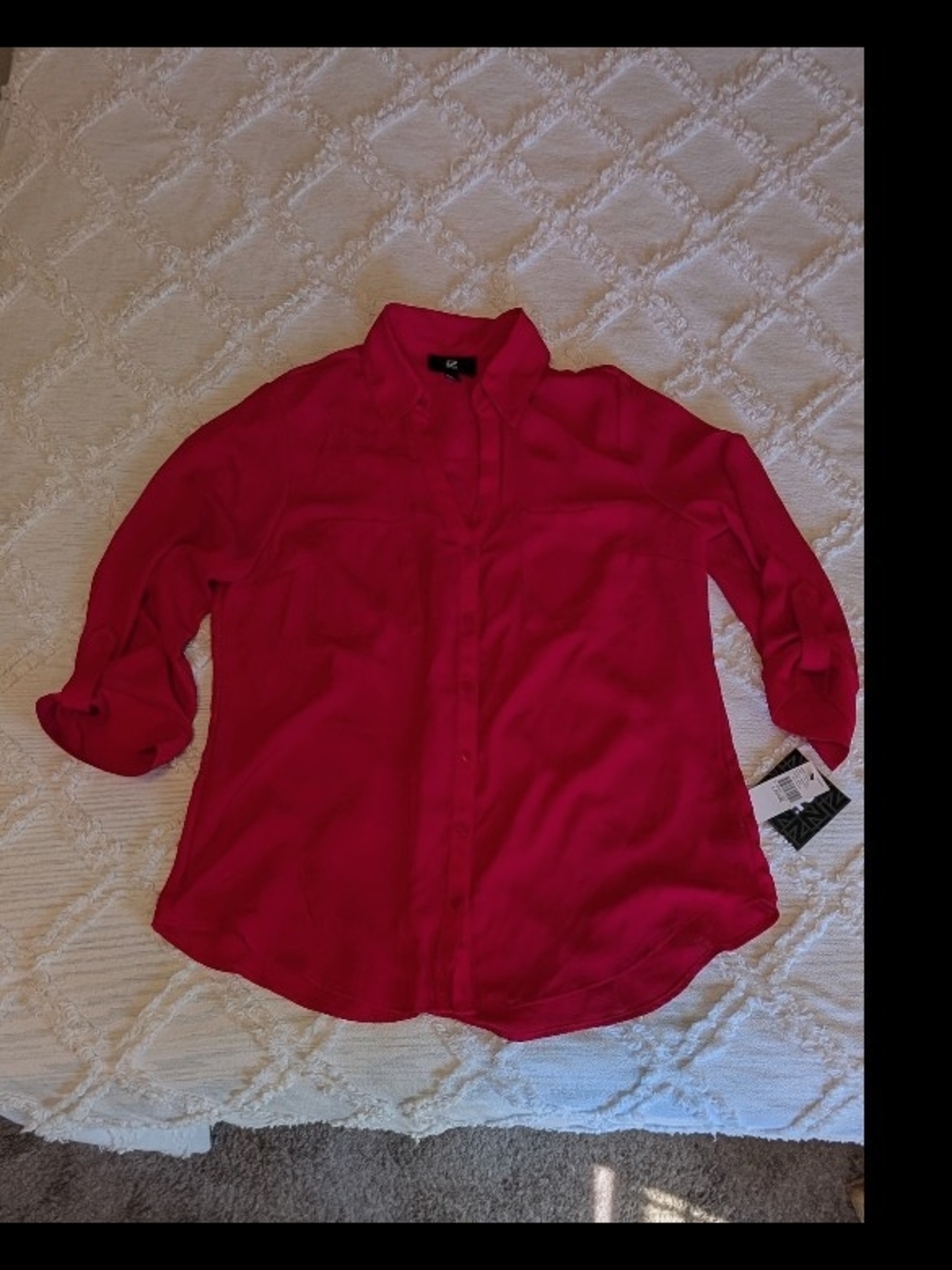 Iz Byer Women's Red Button-Down Blouse NWT